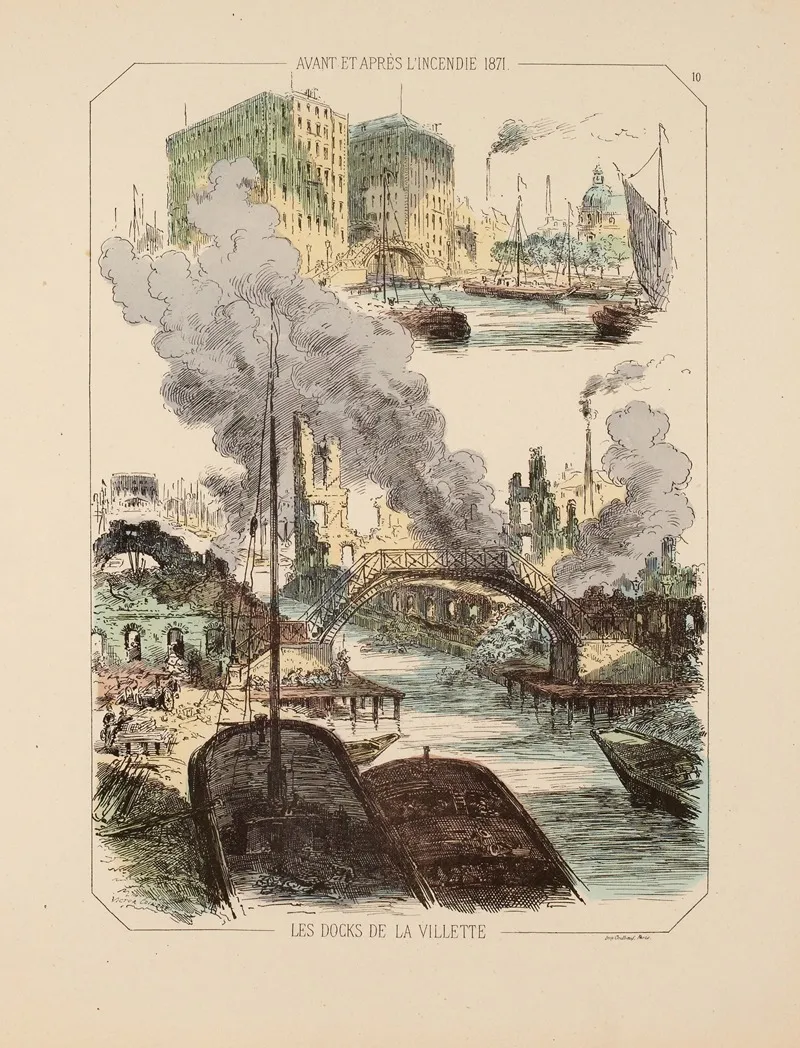 Avant Et Apres Lincendie 1871 Les Docks De La Villette 10 by Victor Coindre - Canvas Print