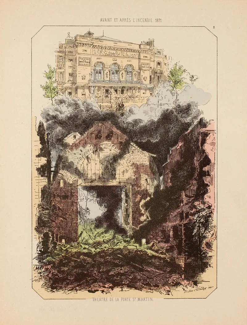 Avant Et Apres Lincendie 1871 Theatre De La Porte St Martin 2