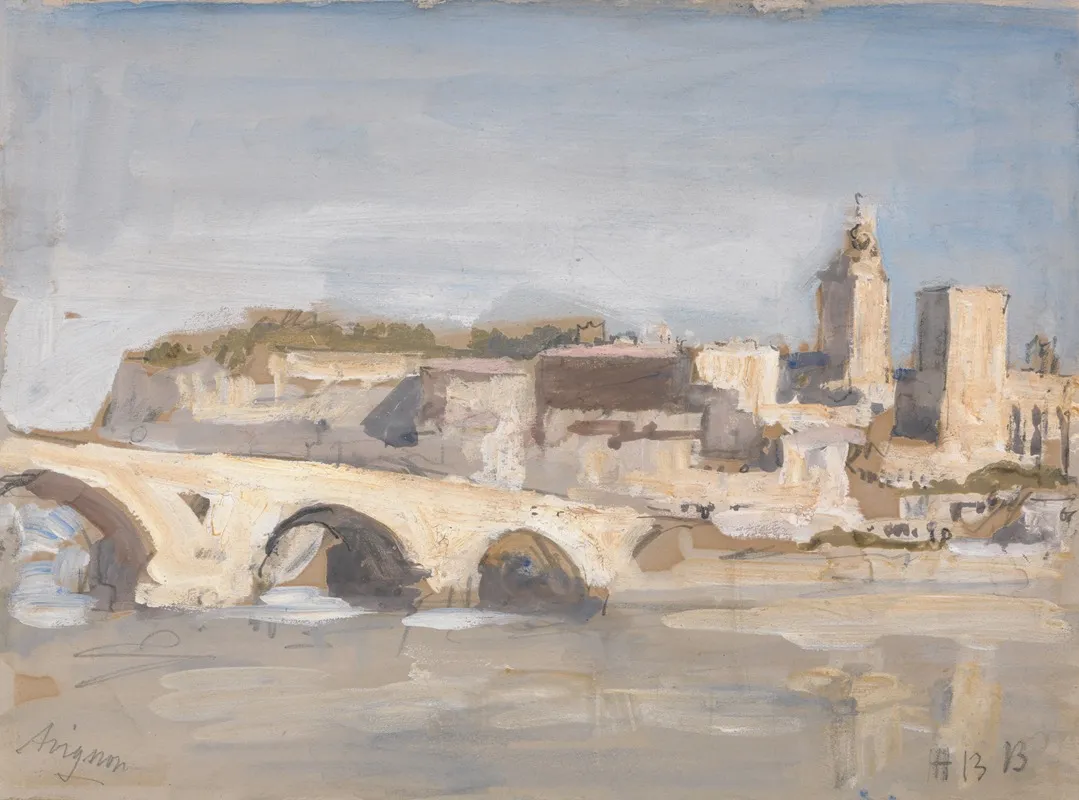 Avignon Bridge Over A River by Hercules Brabazon Brabazon - Canvas Print