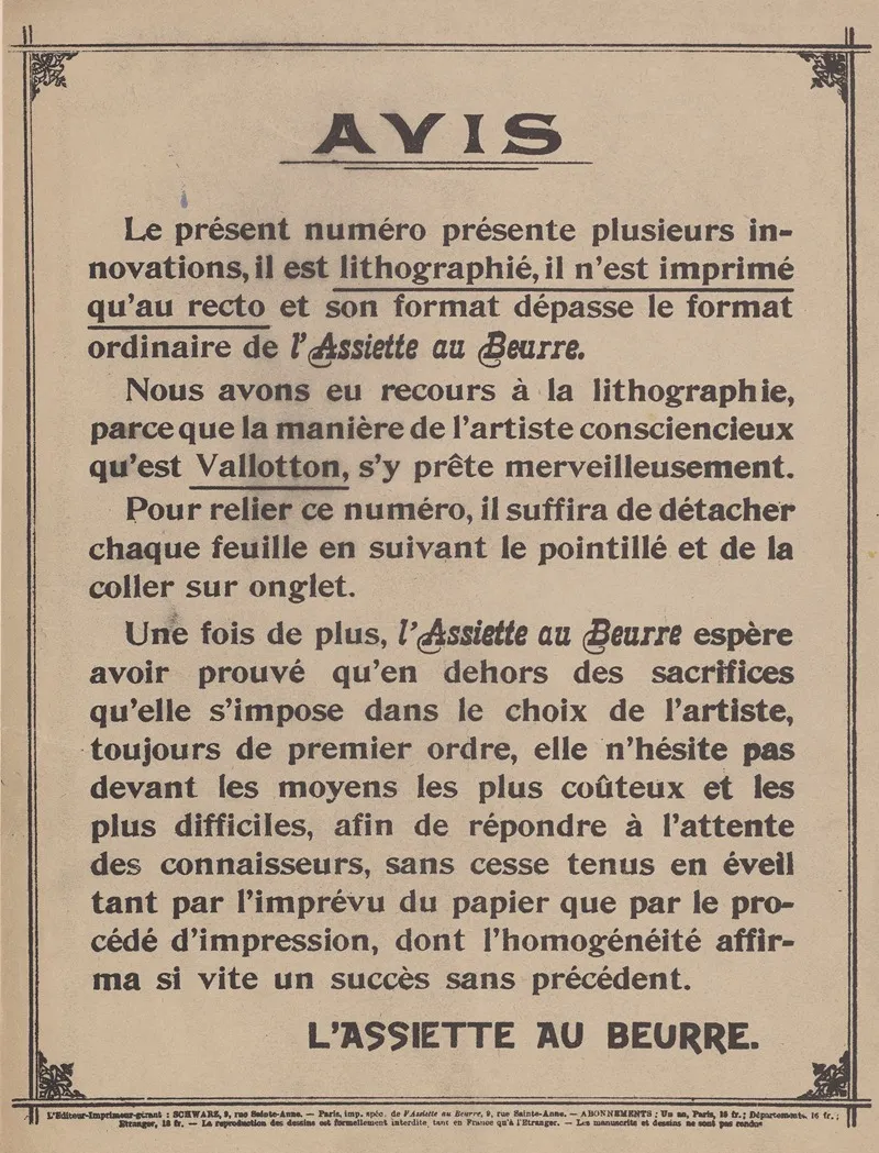 Avis by Félix Vallotton - Canvas Print