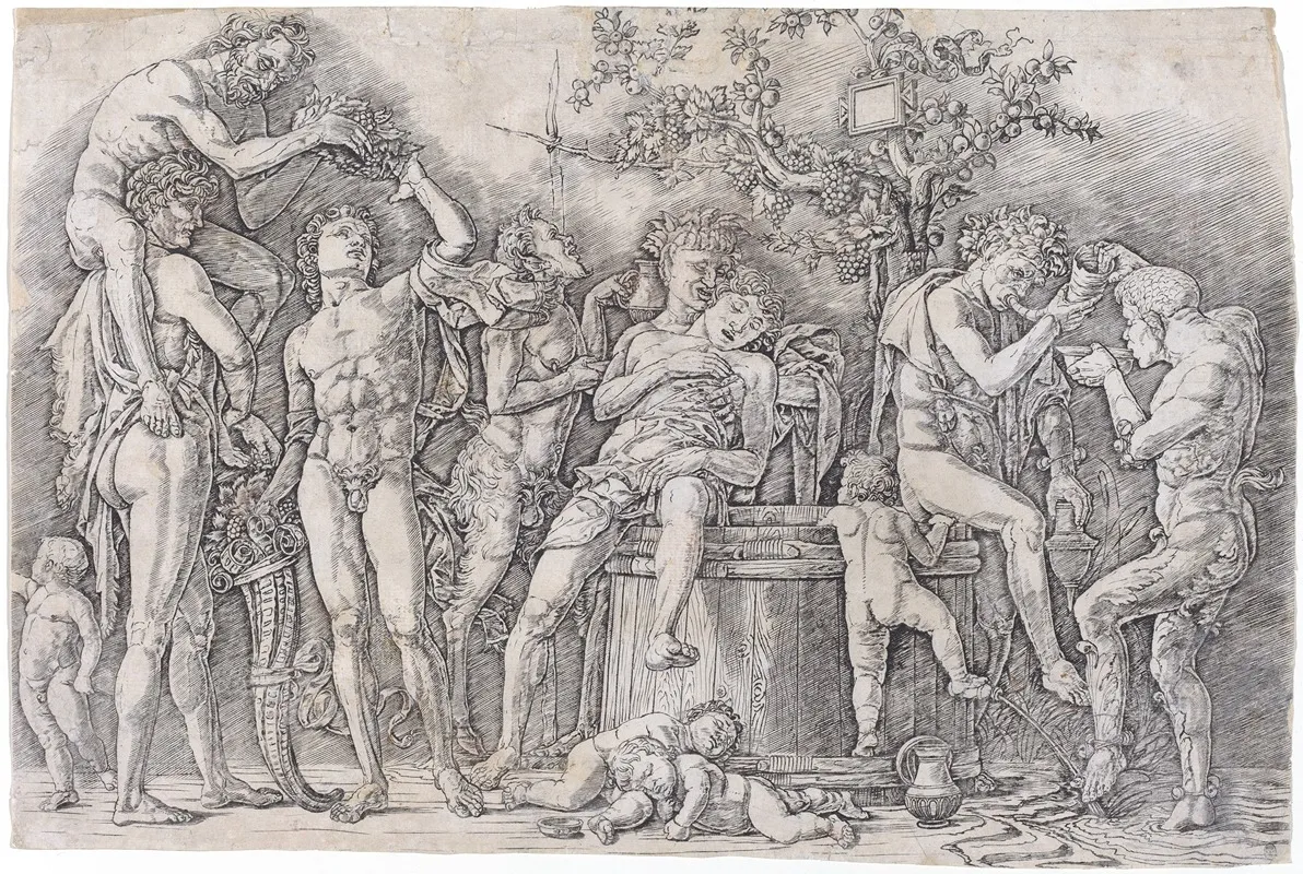 Bacchanal With A Wine Vat 2 by Andrea Mantegna - Canvas Print