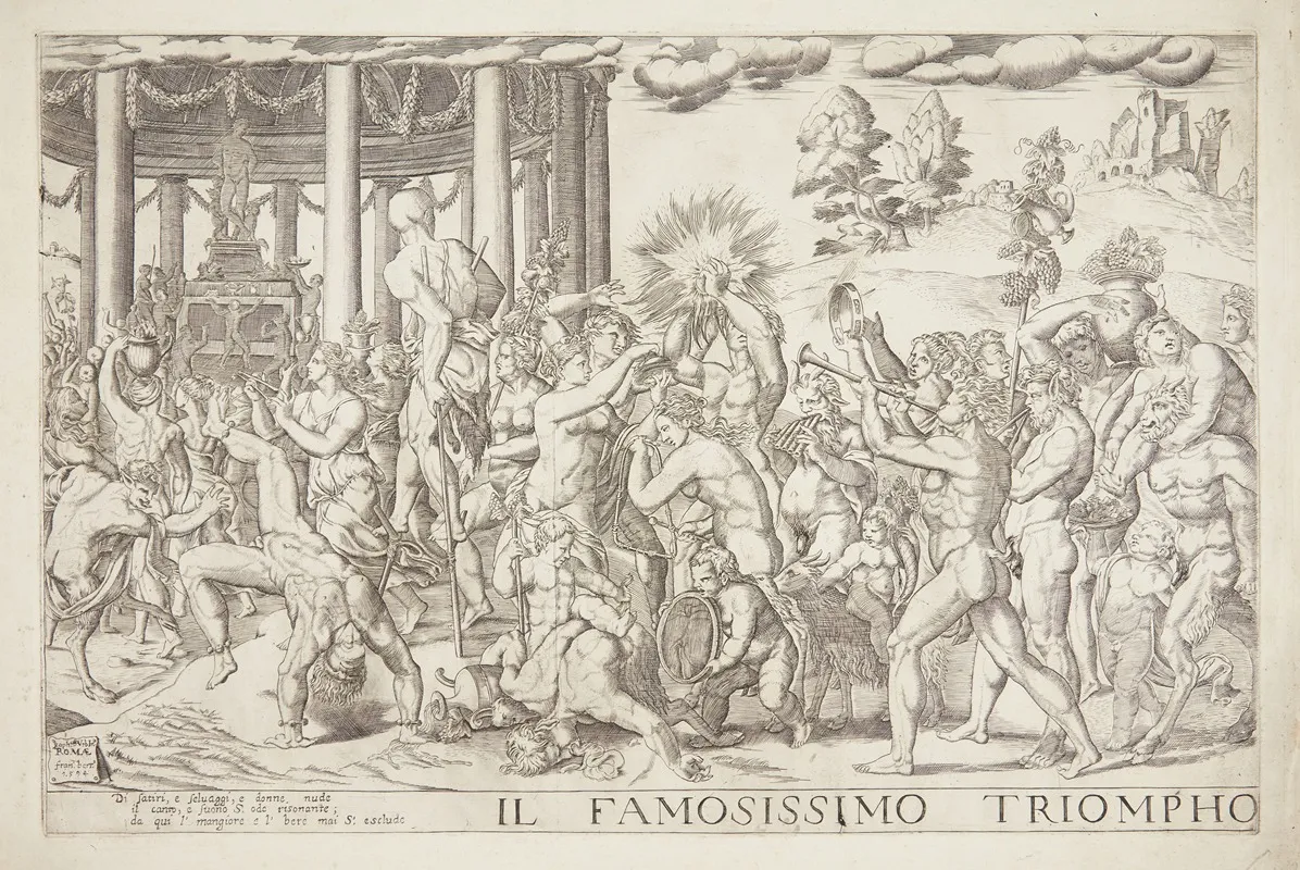 Bacchus Triumftog by Francesco Bertelli - Canvas Print