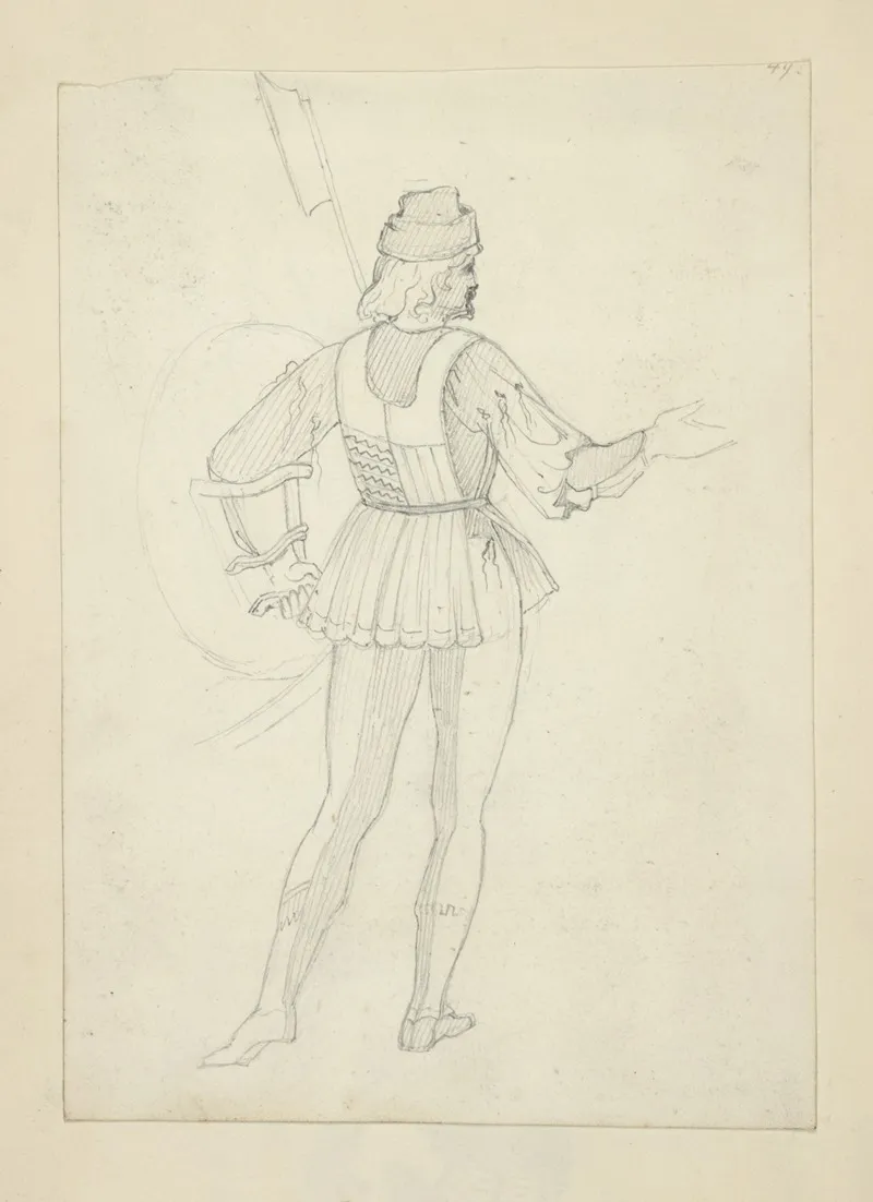 Back View Of Man In Hat Vest And Tights