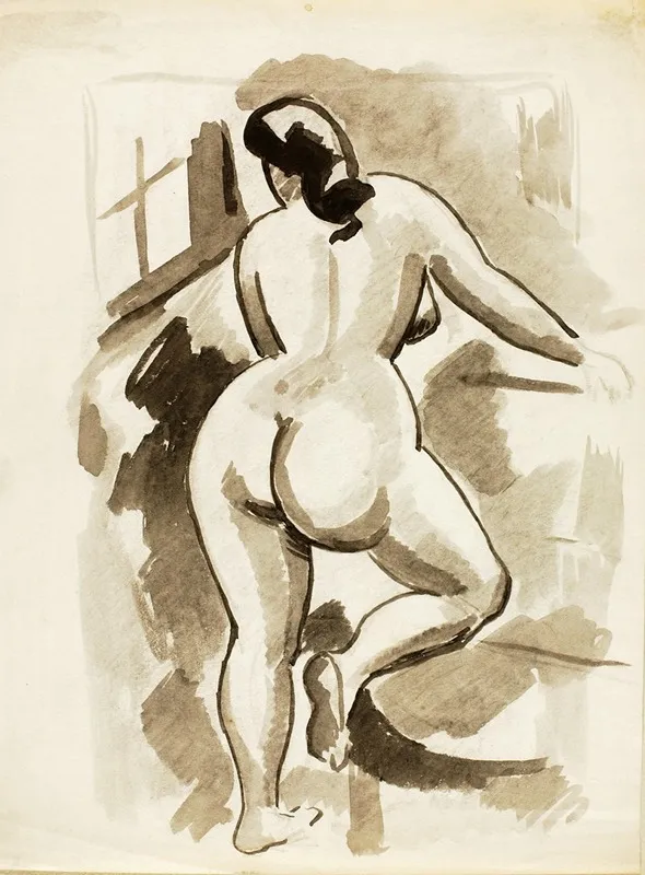 Back View Of Standing Female Nude