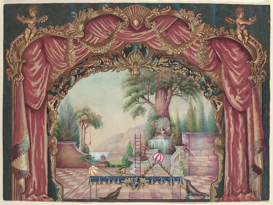 Backdrop For Vaudeville Stage by Perkins Harnly - Canvas Print