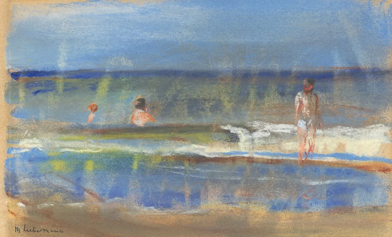 Badende Im Meer by Max Liebermann - Canvas Print