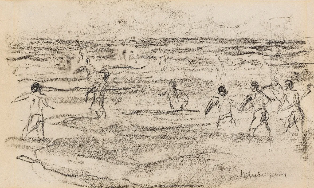 Badende Knaben 6 by Max Liebermann - Canvas Print