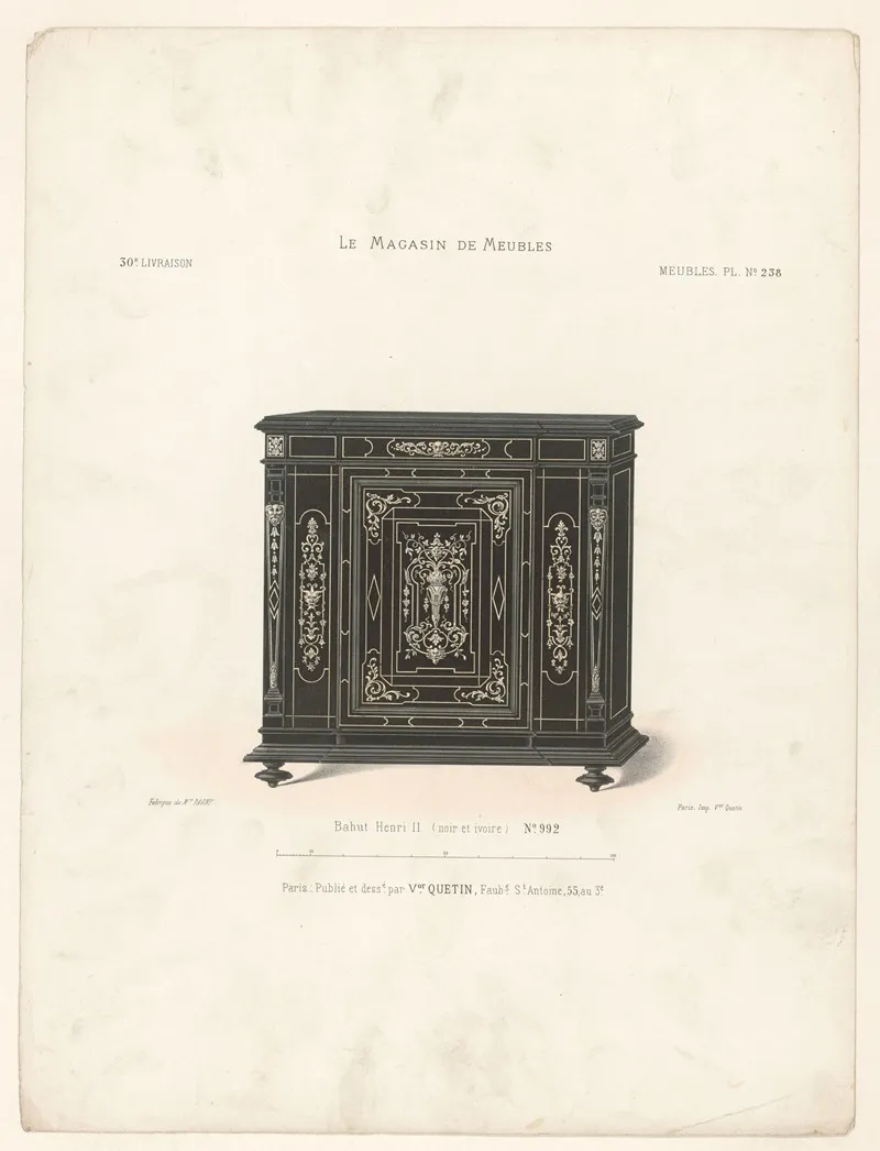 Bahut Henri Ii Noir Et Ivoire by Victor Léon Michel Quétin - Canvas Print
