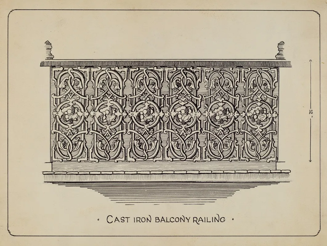 Balcony Railing 3 by Lucien Verbeke - Canvas Print