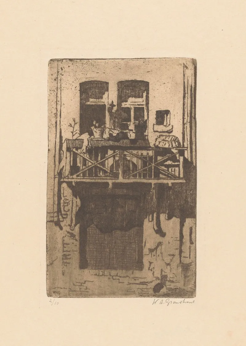Balkon Van Een Huis Aan De Oudezijds Kolk In Amsterdam