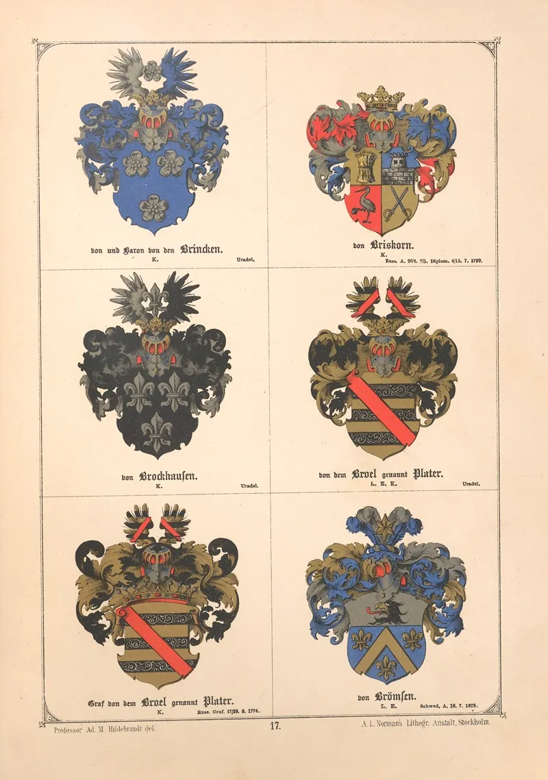 Baltisches Wappenbuch Pl 014 by Adolf Matthias Hildebrandt - Canvas Print