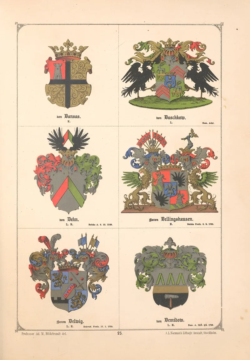 Baltisches Wappenbuch Pl 021 by Adolf Matthias Hildebrandt - Canvas Print