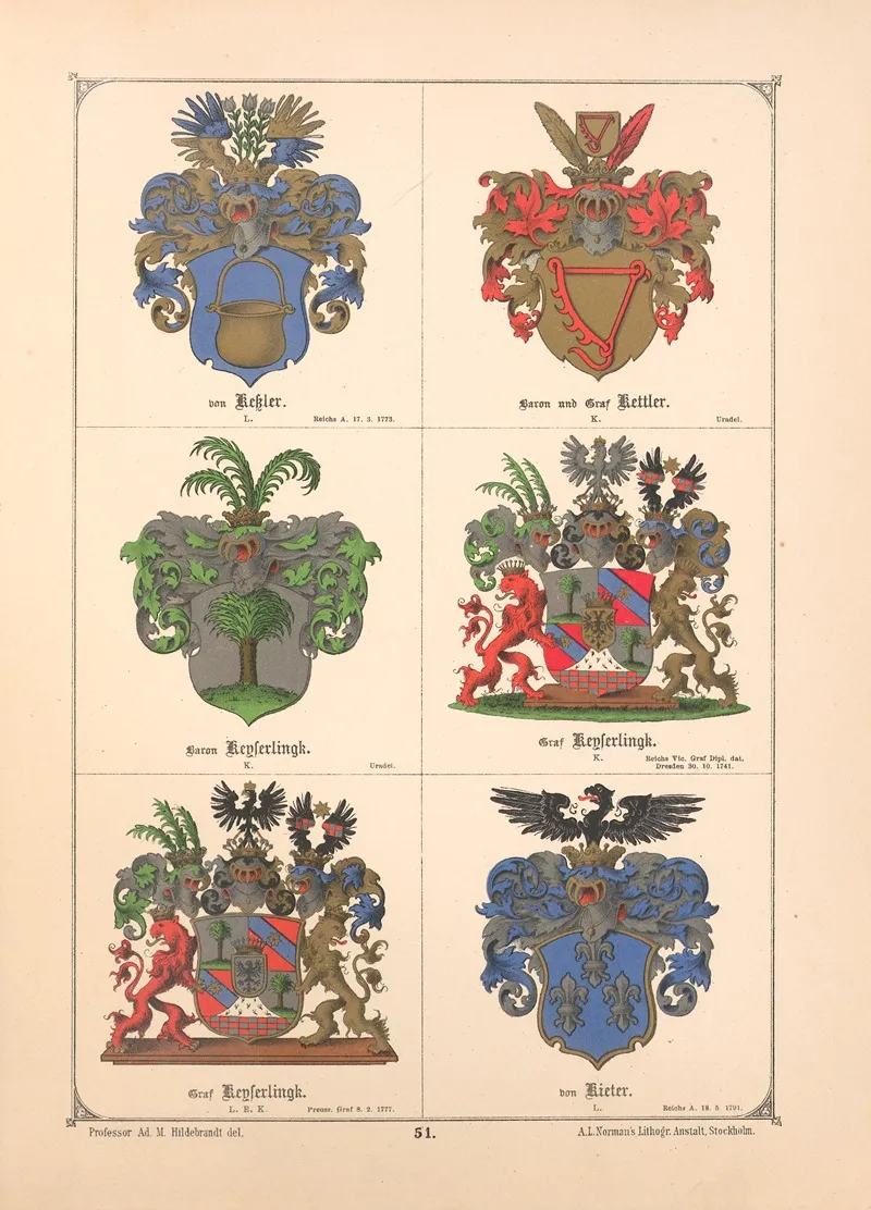 Baltisches Wappenbuch Pl 044 by Adolf Matthias Hildebrandt - Canvas Print