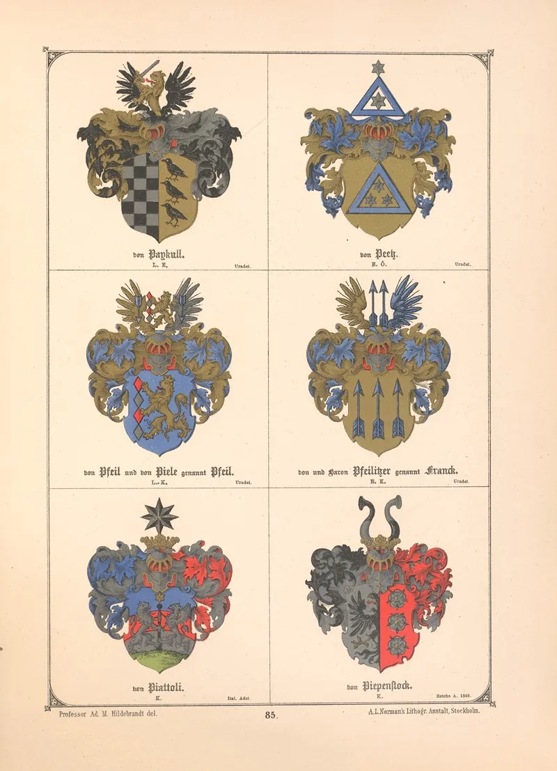 Baltisches Wappenbuch Pl 076 by Adolf Matthias Hildebrandt - Canvas Print