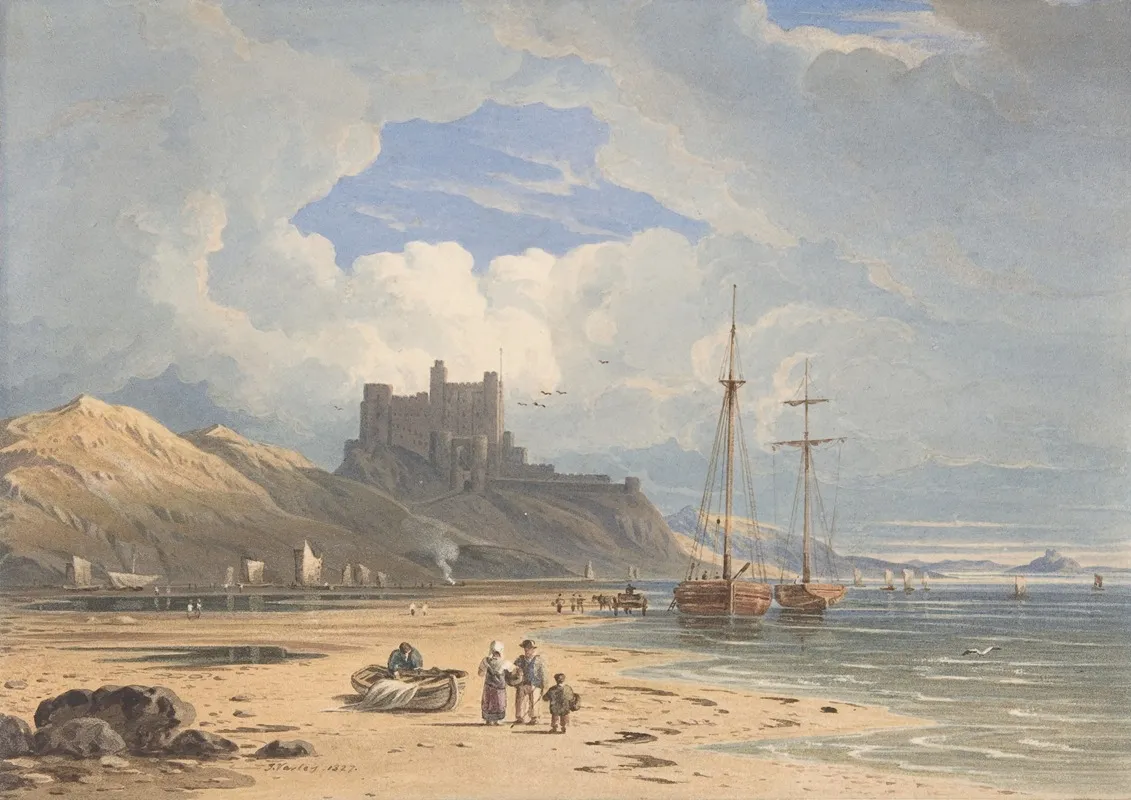 Bamborough Castle From The Northeast With Holy Island In The Distance Northumberland