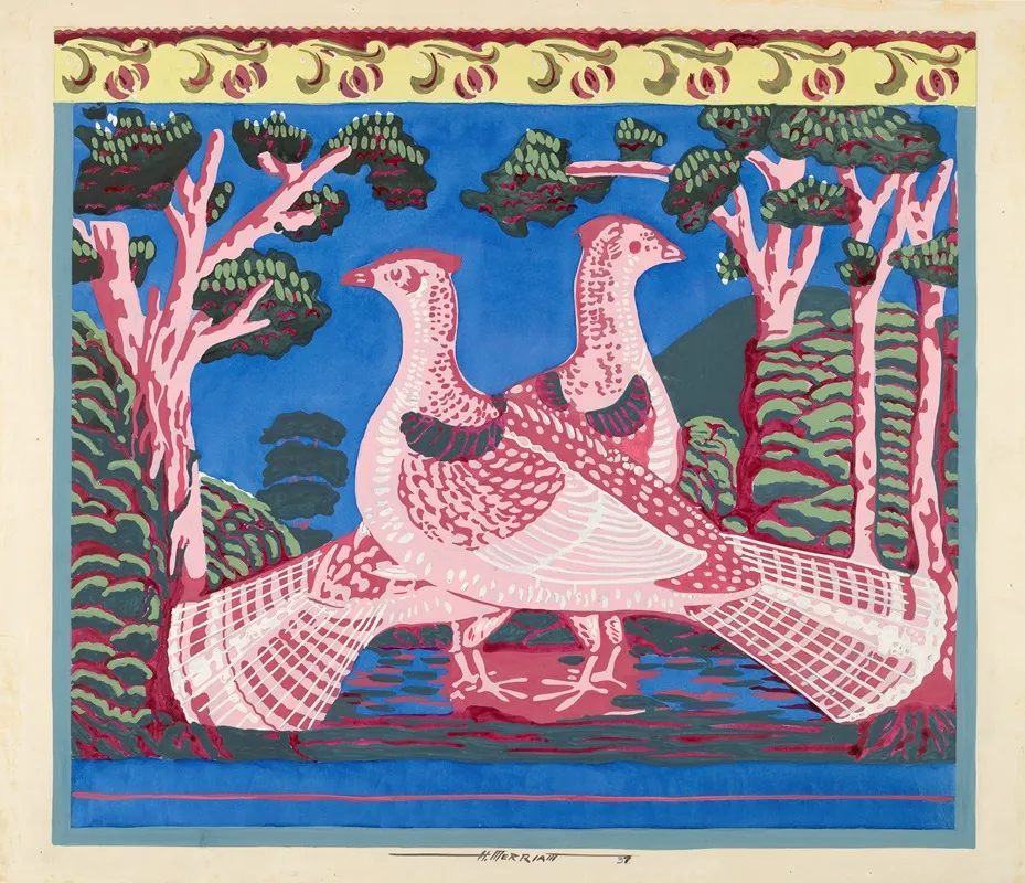 Bandbox Design Grouse by Harold Merriam - Canvas Print