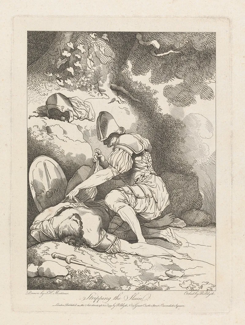 Banditti Representing Banditti Variously Employed Stripping The Slain by John Hamilton Mortimer - Canvas Print