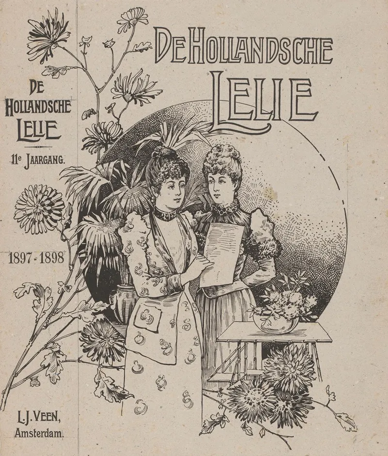 Bandontwerp Voor De Hollandsche Lelie Weekblad Voor Jonge Dames 11e Jaargang