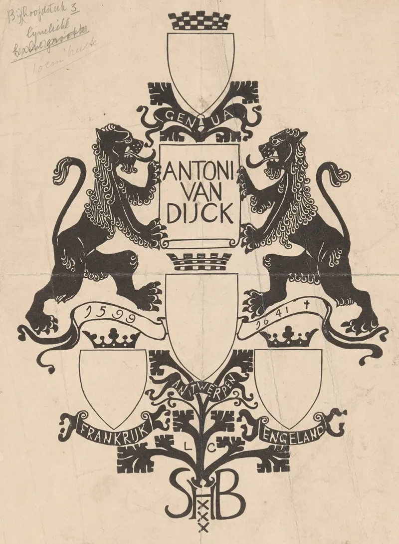 Bandontwerp Voor M C Nieuwbarn Antoon Van Dijck De Mensch En De Meester Twintig Photogravures Naar Zijne Meest Beroemde Werken 1903