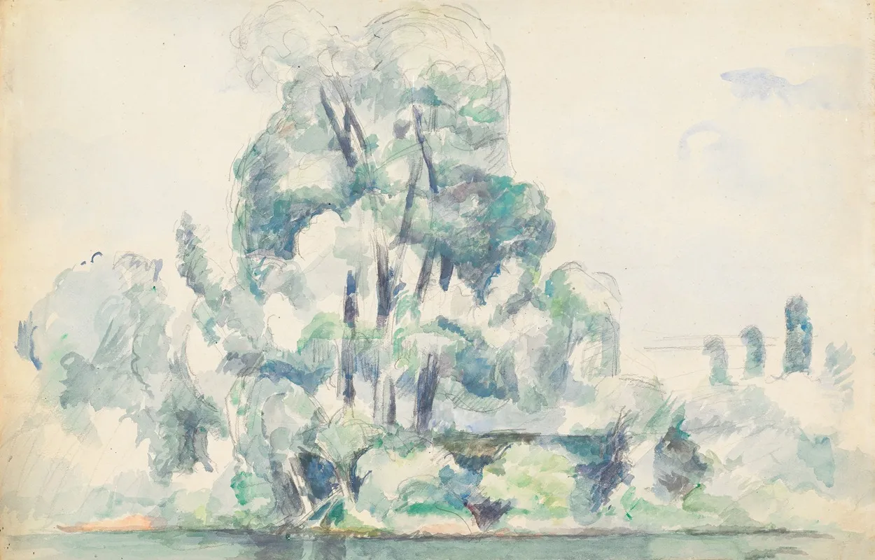 Banks Of The Seine At Medan 2 by Paul Cézanne - Canvas Print