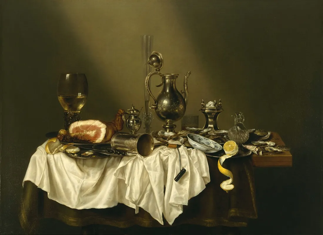 Banquet Piece With Ham by Willem Claesz Heda - Canvas Print