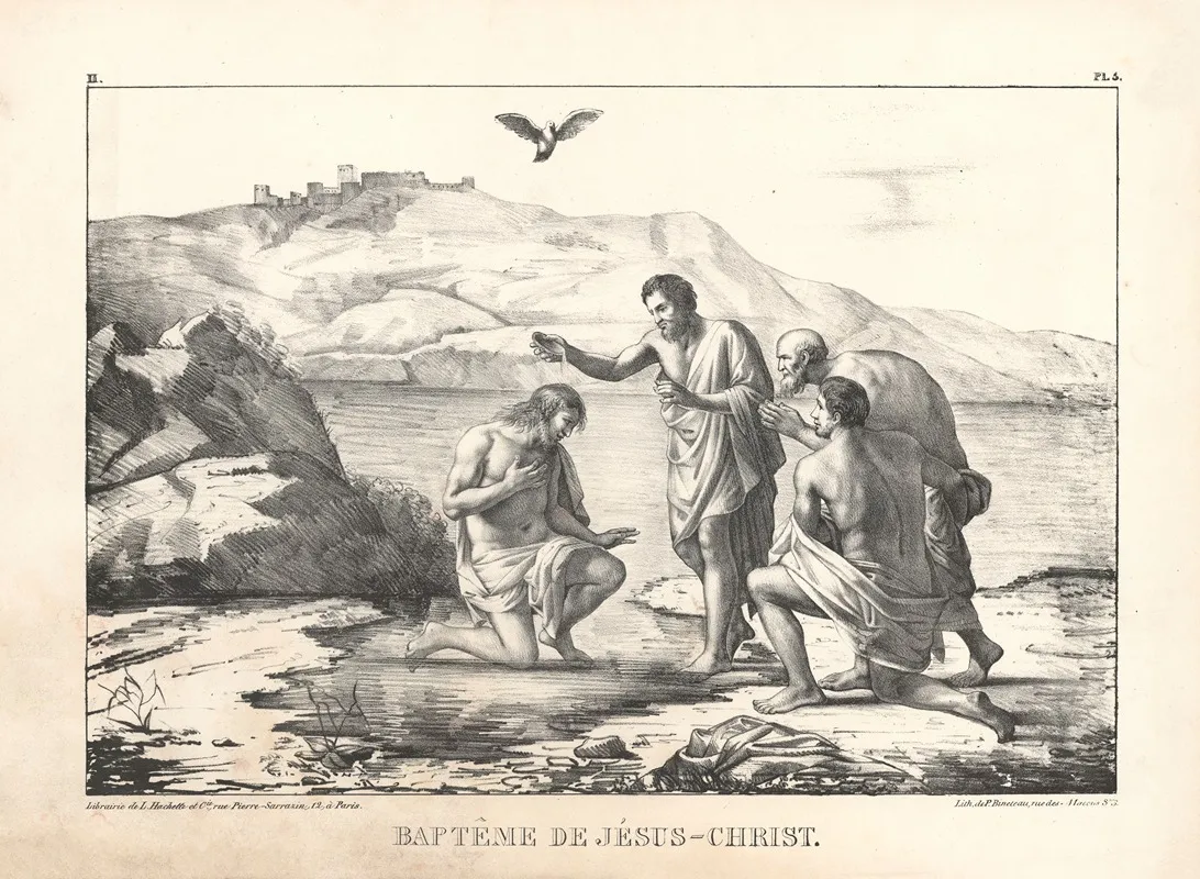 Bapteme De Jesus Christ by P. Bineteau - Canvas Print