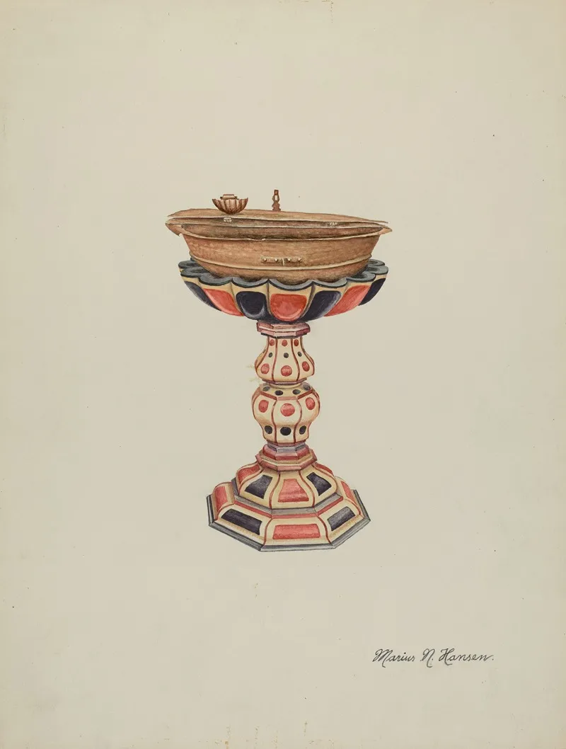 Baptismal Font Stand by Marius Hansen - Canvas Print