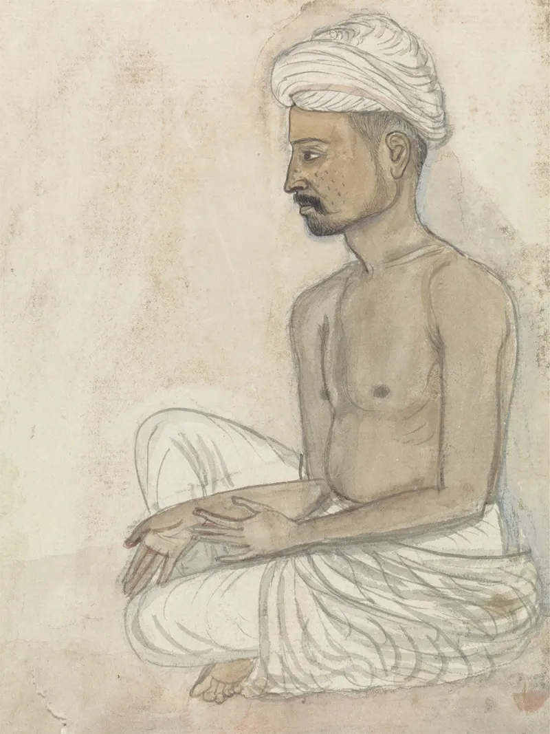 Barechested Man Sitting Crosslegged