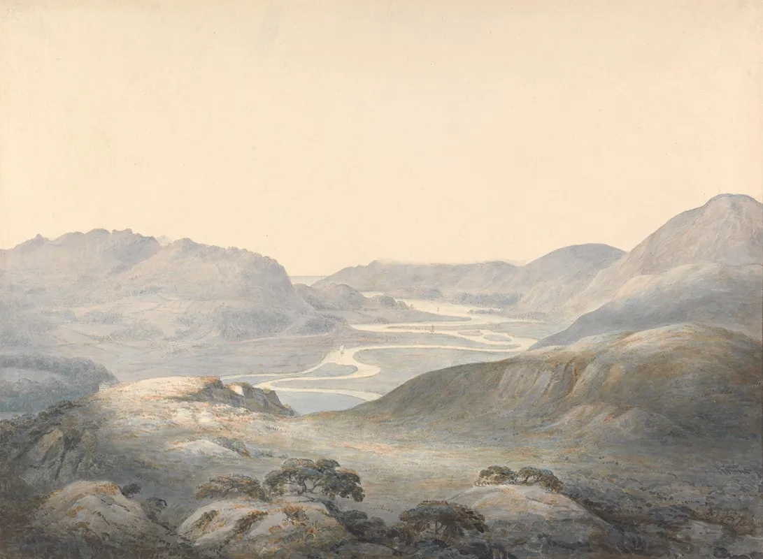 Barmouth Bay The Junction Of The Rivers Mowddach And Gwinion by Moses Griffith - Canvas Print