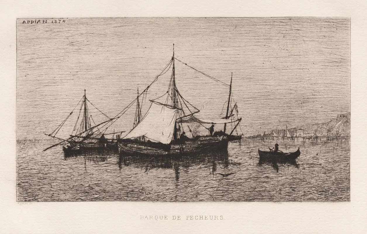 Barque De Pecheurs by Adolphe Appian - Canvas Print