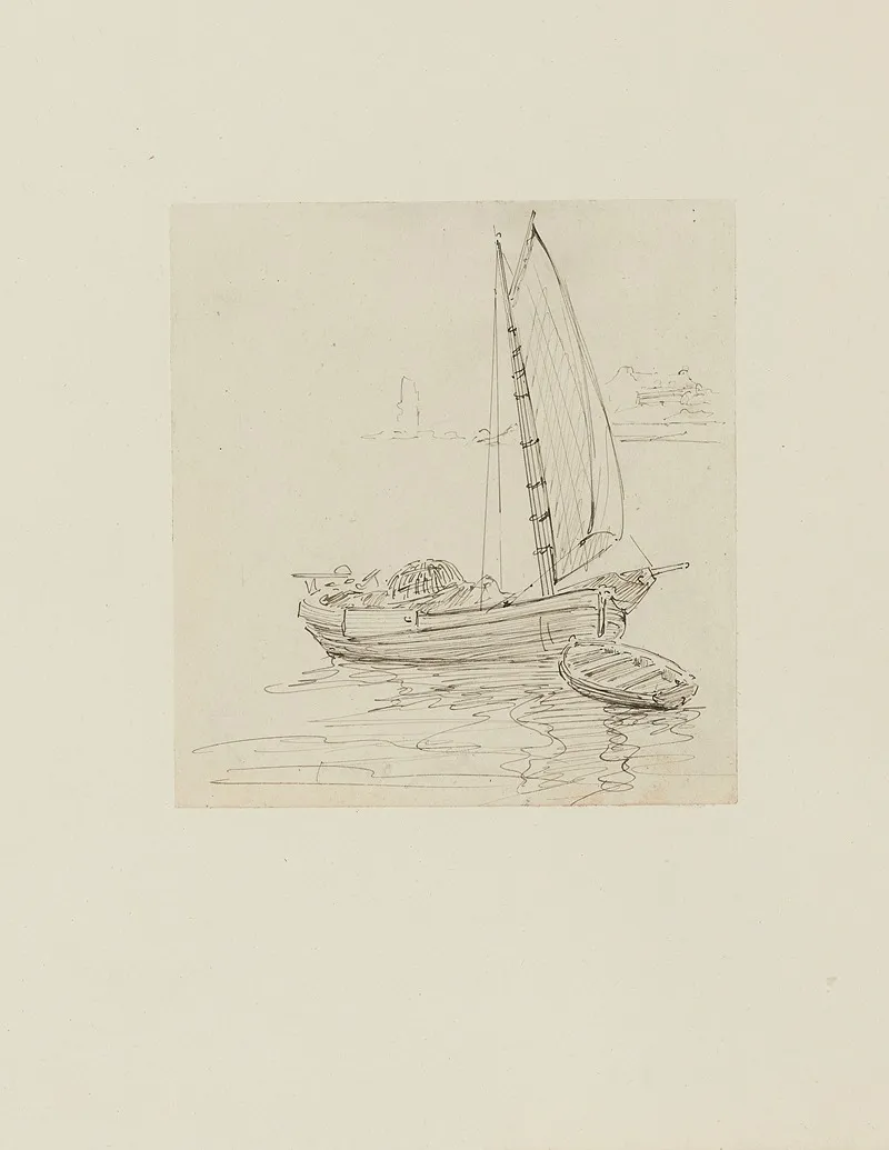 Barque Dessin Pour Le Cul De Lampe Du Chapitre 1 Un Mot Ecrit Sur Une Page Blanche by Achille Granchi-Taylor - Canvas Print