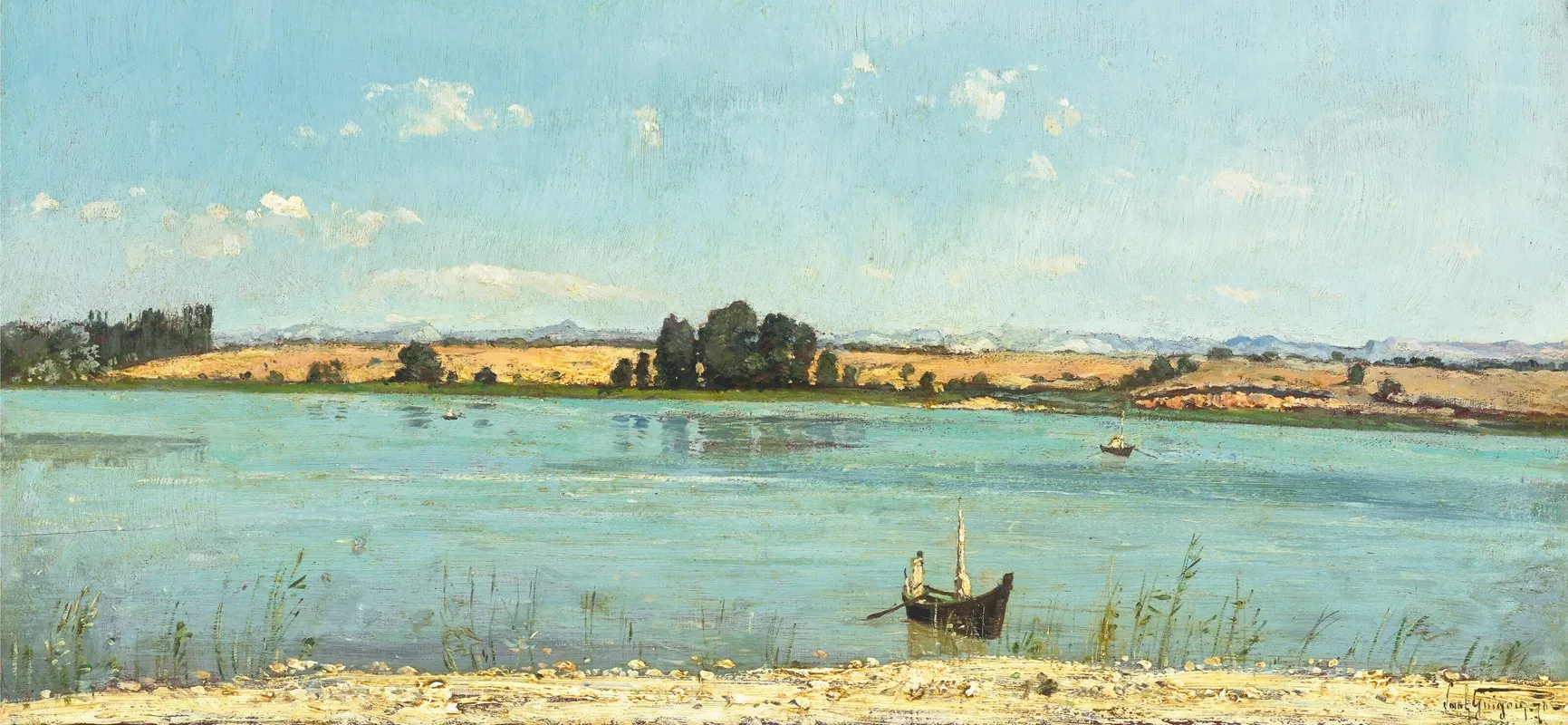 Barques Sur La Durance by Paul-Camille Guigou - Canvas Print
