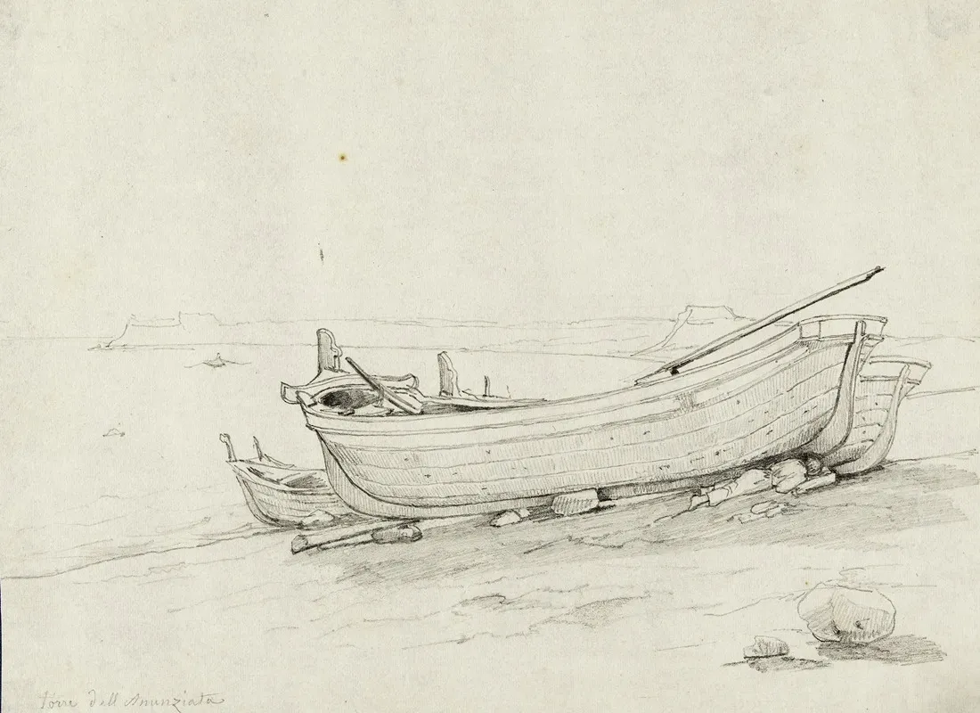Barques Sur La Plage De Torre Dell Annunziata by René Marjolin - Canvas Print