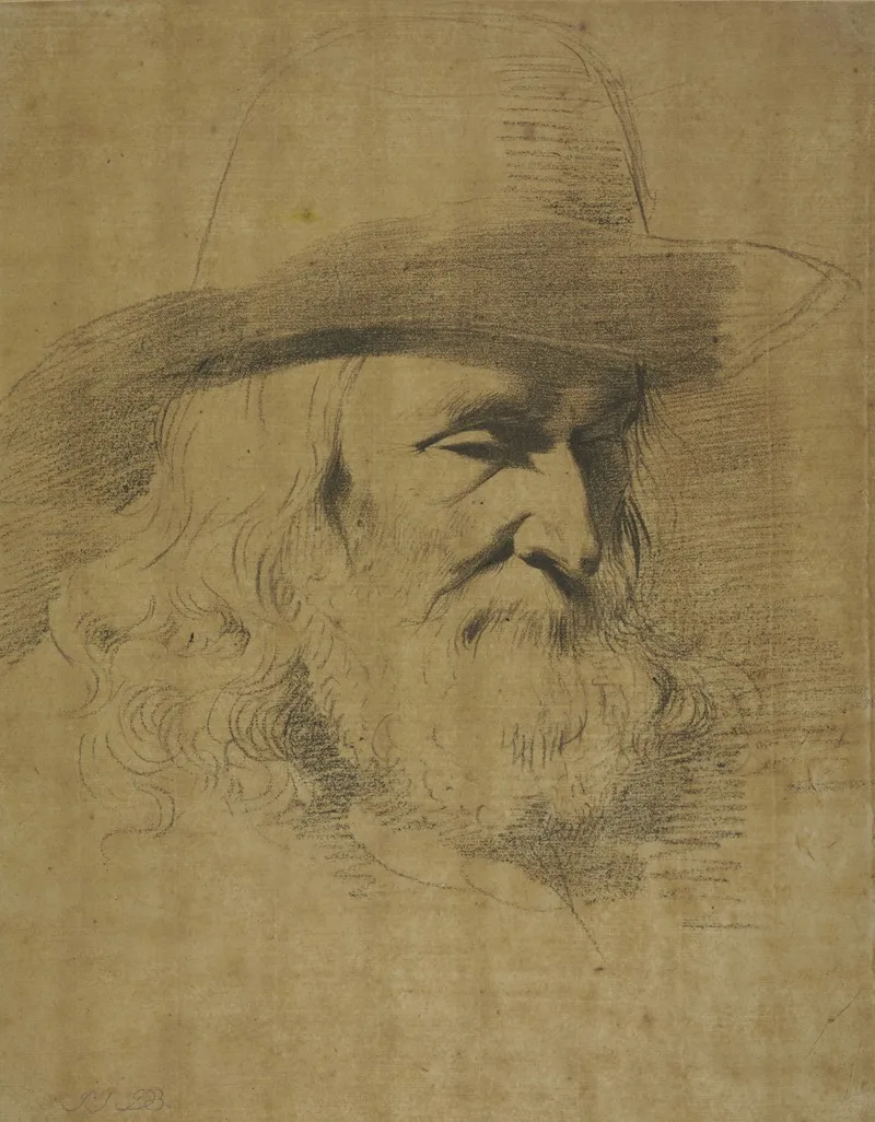 Bartiger Mannerkopf Mit Einem Hut by Jean-Jacques de Boissieu - Canvas Print