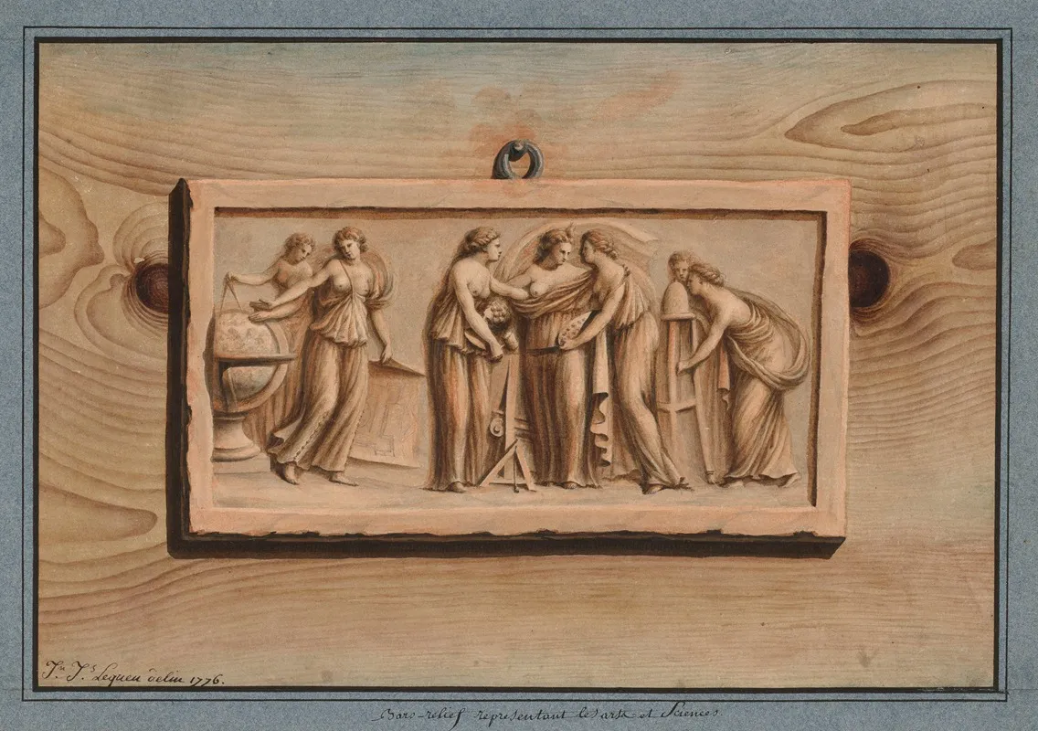 Bas Relief Representant Les Arts Et Sciences