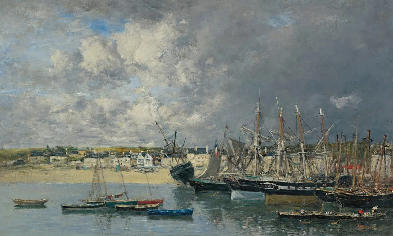 Bateaux A Lancre Dans Le Port Portrieux