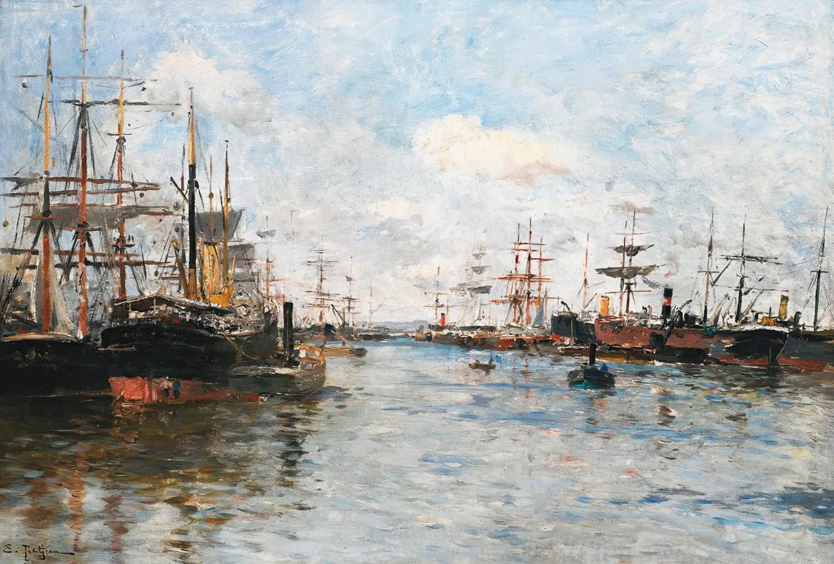 Bateaux En Rade 2 by Edmond-Marie Petitjean - Canvas Print