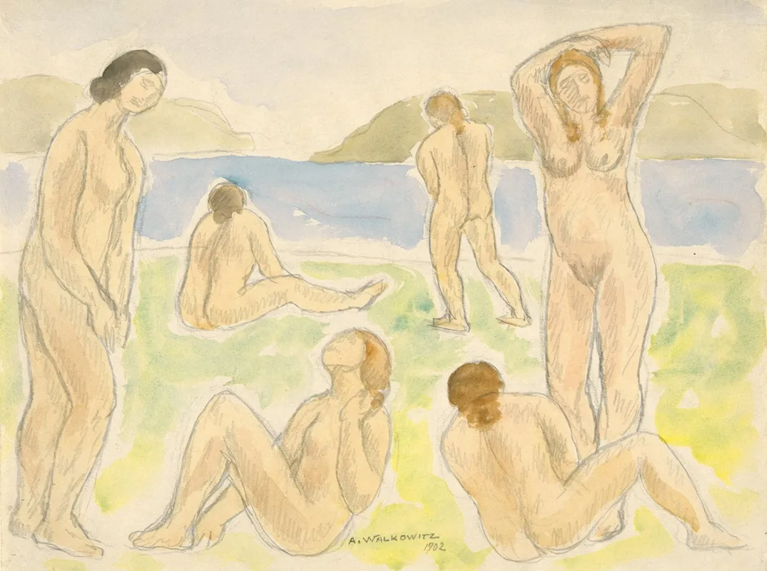Bathers Or Figures by Abraham Walkowitz - Canvas Print