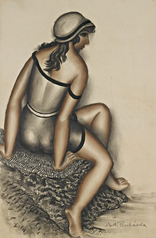 Bathing Girl by Antonin Procházka - Canvas Print