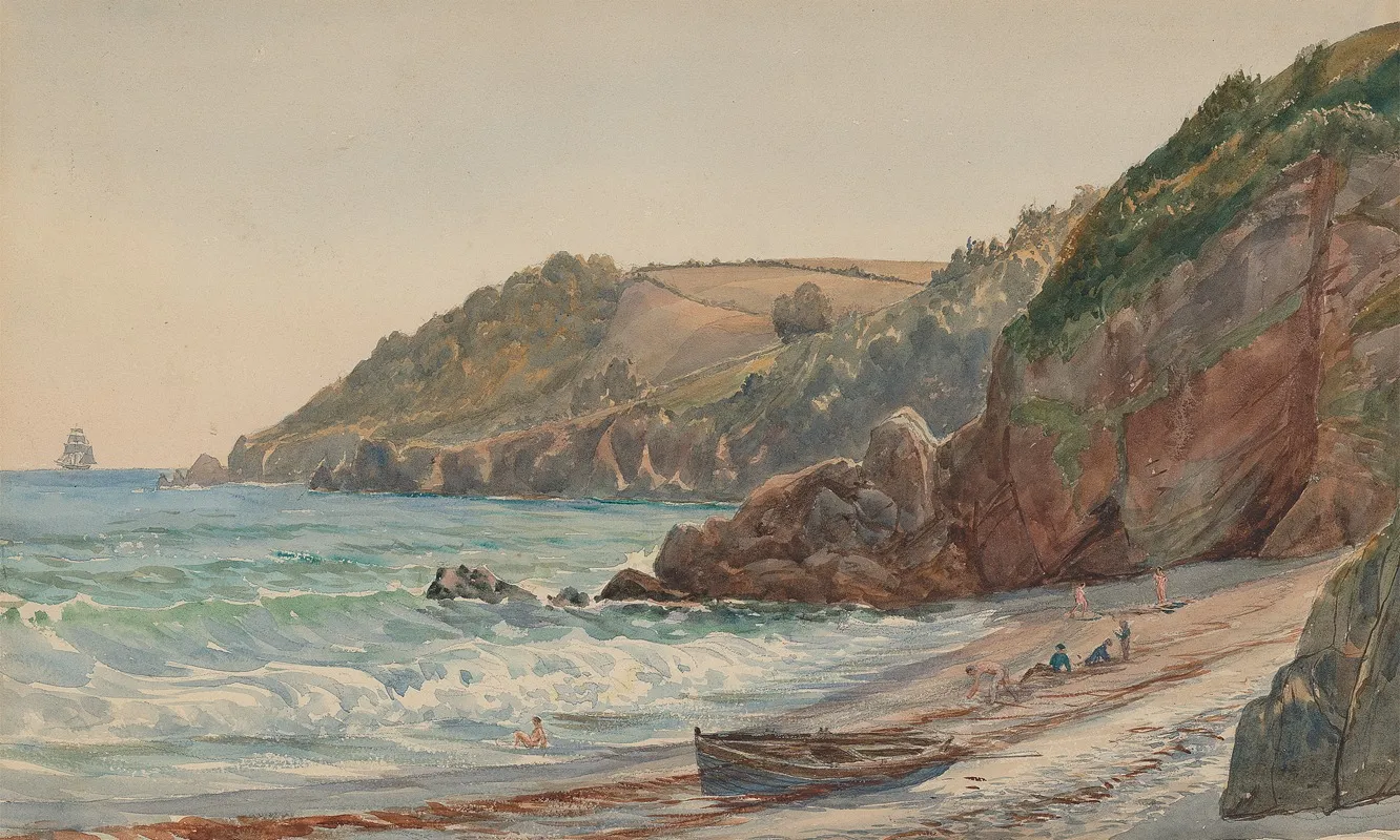 Bathing Place Ansteys Cove by Charles Reginald Aston - Canvas Print