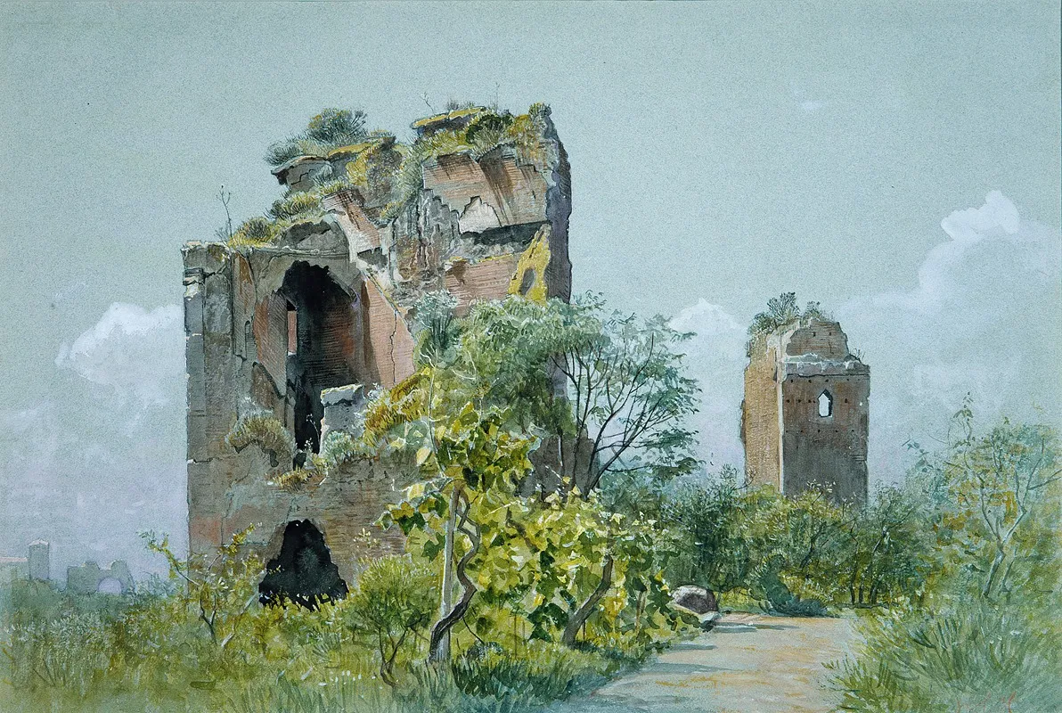 Baths Of Trajan Sette Sale Villa Brancaccio Rome by William Stanley Haseltine - Canvas Print