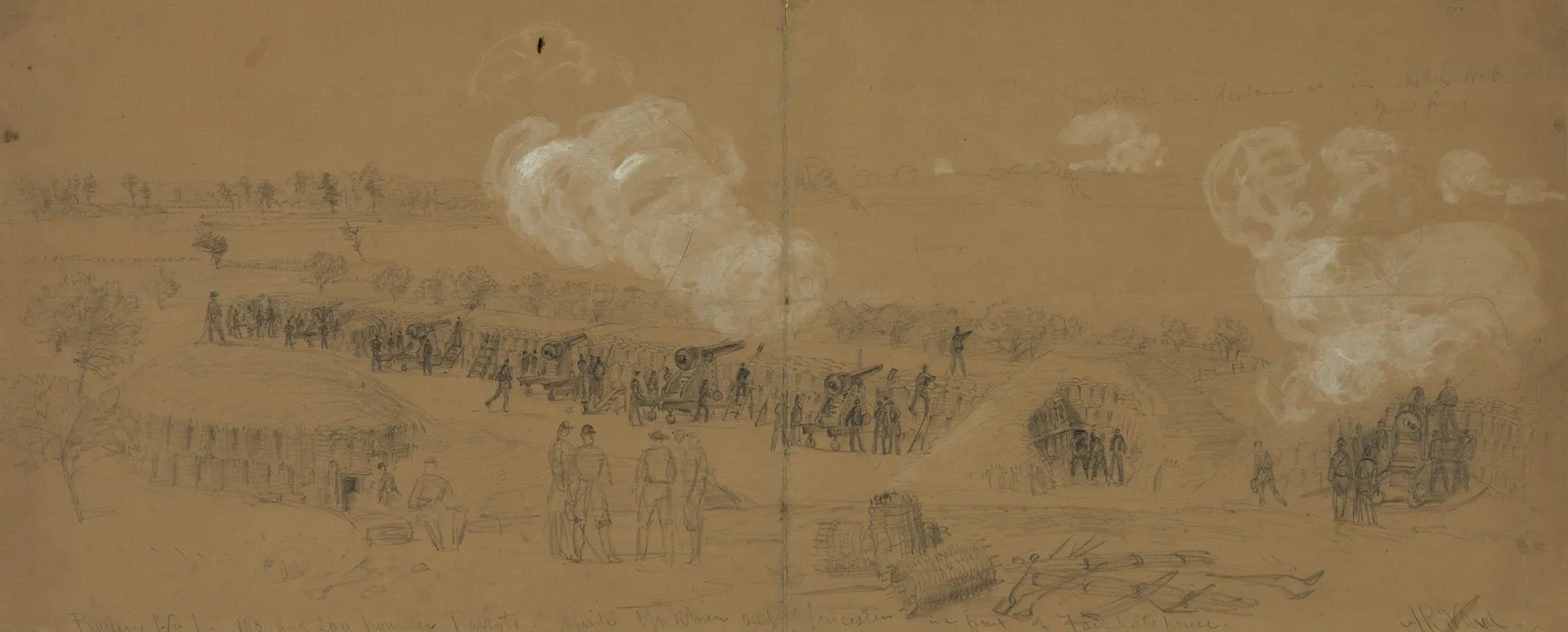 Battery No 1 100 And 200 Pounder Parrots Opposite Yorktown And Gloucester In Front Of Farenholts House