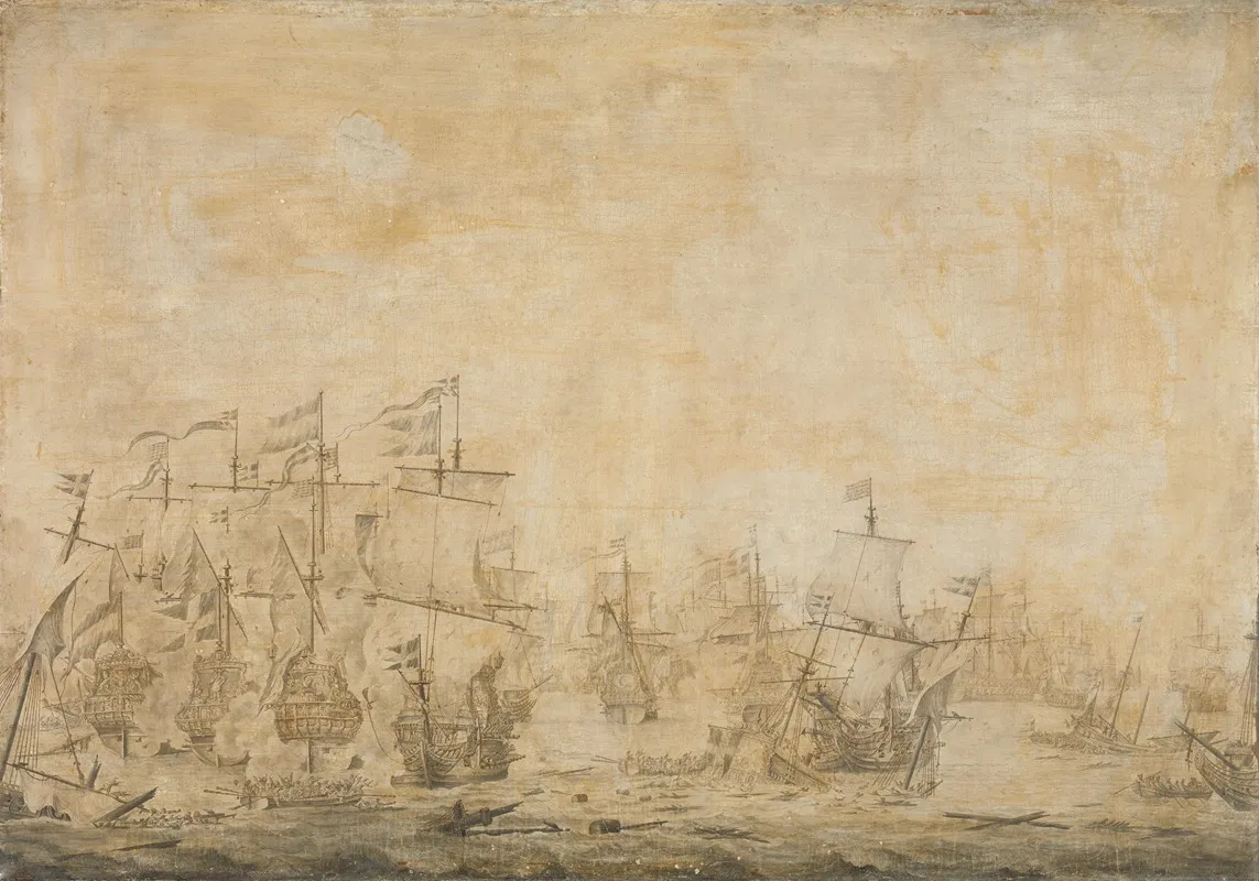 Battle Between The Dutch And Swedish Fleets In The Sound 8 November 1658 by Willem van de Velde the Elder - Canvas Print