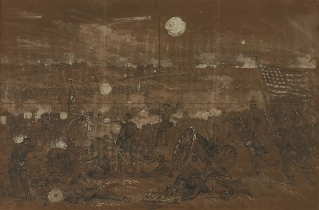 Battle Of Gettysburg Longstreets Attack Upon The Left Center Of The Union Lines Blue Ridge In Distance