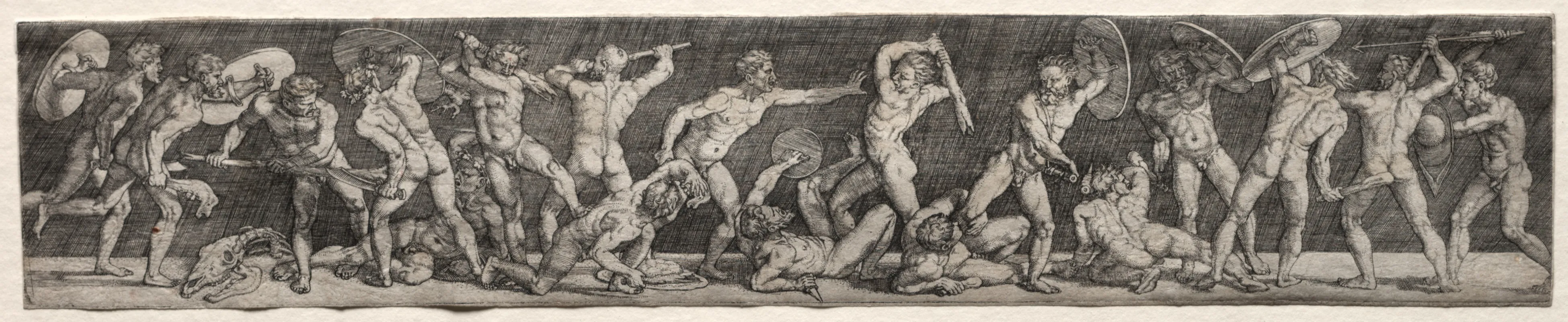 Battle Of Naked Men by Barthel Beham - Canvas Print