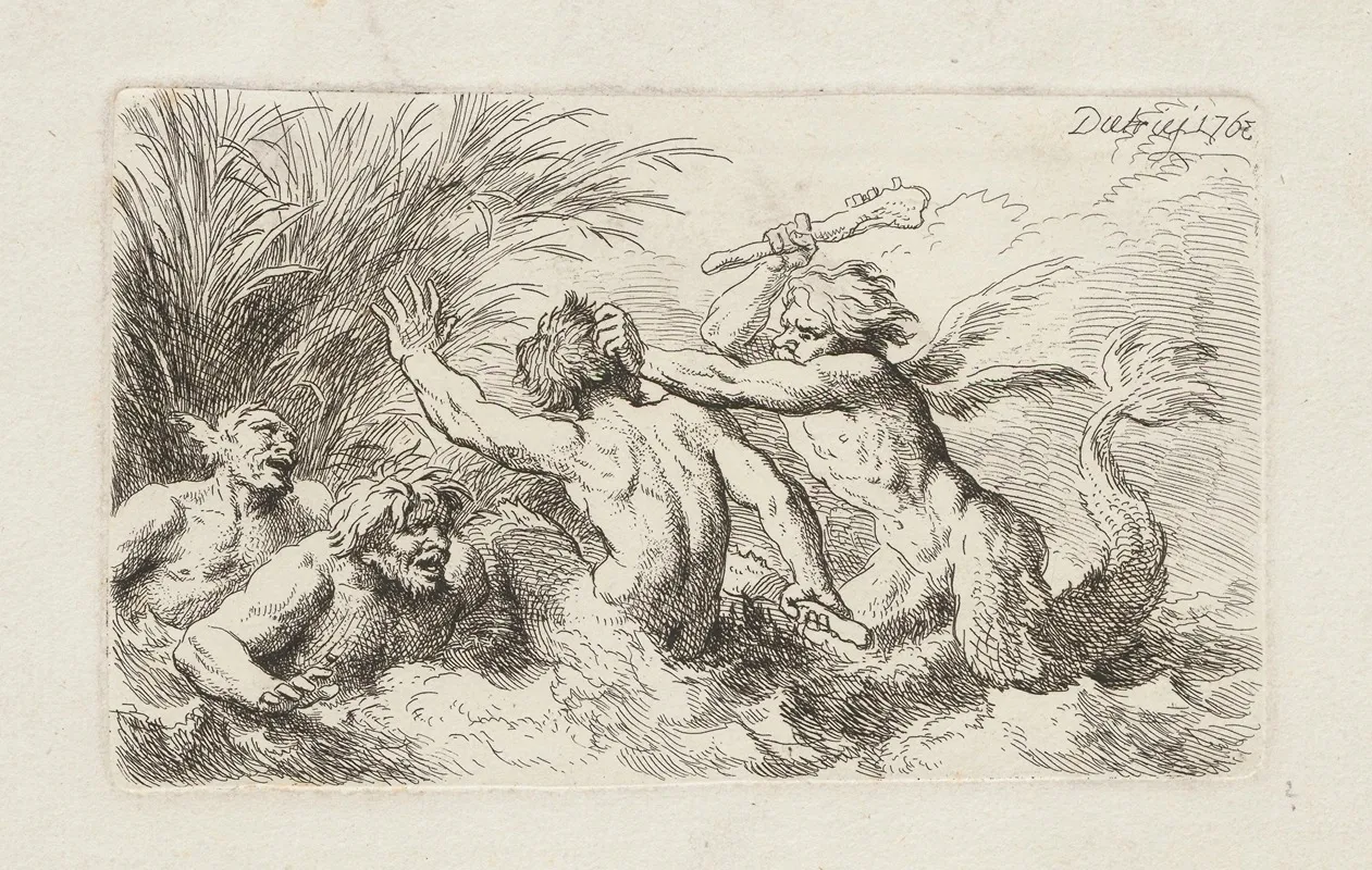 Battle Of The Tritons 2 by Christian Wilhelm Ernst Dietrich - Canvas Print