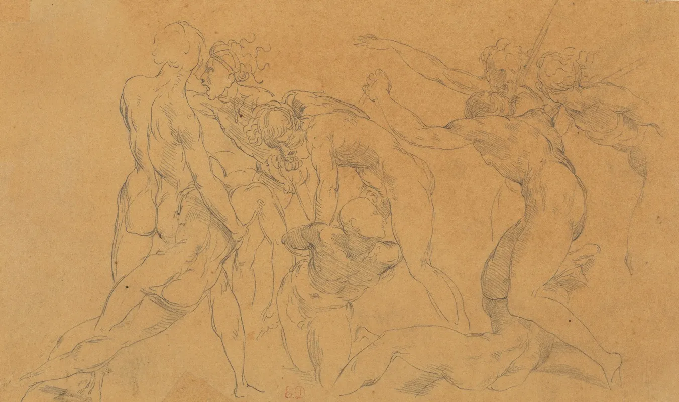 Battle Scene With A Prisoner Being Bound After Raphael
