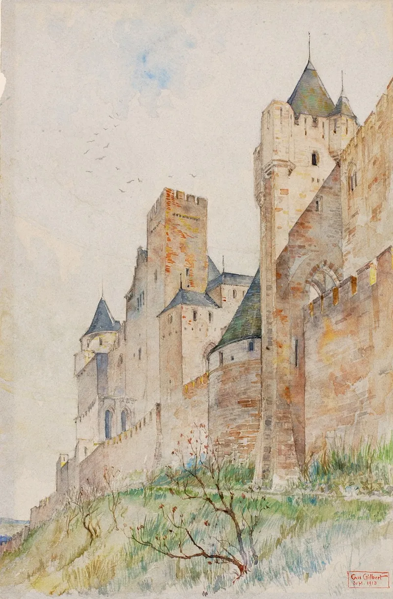 Battlements Of Carcassonne France by Cass Gilbert - Canvas Print