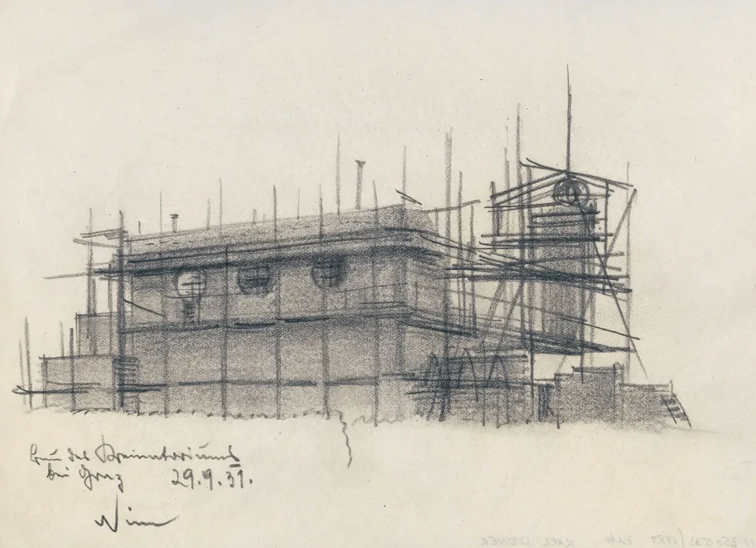 Bau Des Krematoriums Bei Graz by Karl Wiener - Canvas Print