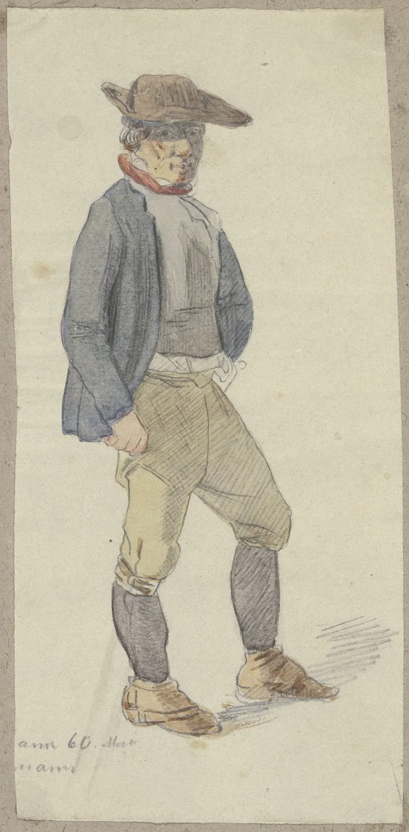 Bauer In Kurzen Hosen Und Mit Breitem Hut